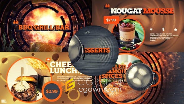 AE模板-烧烤吃烤肉野宴厨房餐厅食谱甜点食物菜单介绍视频广告