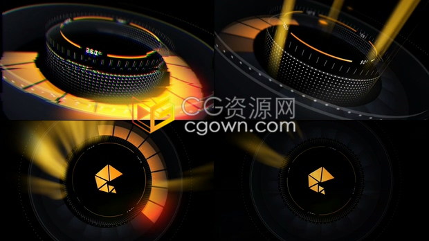 AE模板高科技科幻设计涡轮加速HUD信息图动画LOGO视频片头
