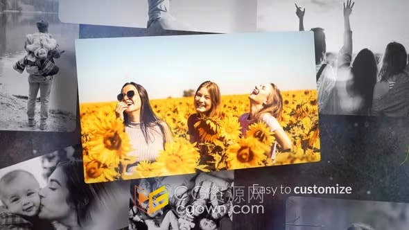浪漫复古风格照片幻灯片经典视频相册-AE模板
