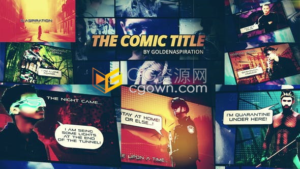 AE模板艺术漫画风格介绍英雄人物动画效果开场介绍视频