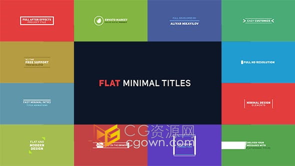 AE模板-20组扁平图形动画设计视频字幕文字标题效果