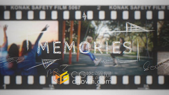 AE模板-老式电影胶片风格幻灯片回忆照片动画视频相册制作