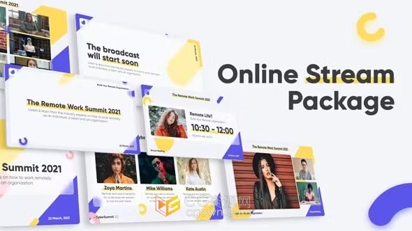 AE模板-在线直播包装网络会议在线教学多屏演示