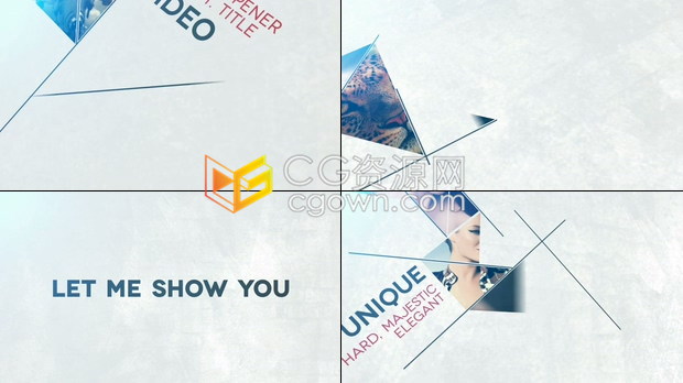 AE模板时尚快速线条几何三角形错位拼接展示图文宣传动画