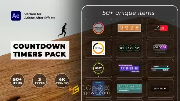 AE模板-50多个倒计时计时器可视化音乐播放器