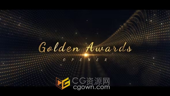 AE模板-闪光金色线条抽象粒子背景时尚活动晚会开幕式标题介绍