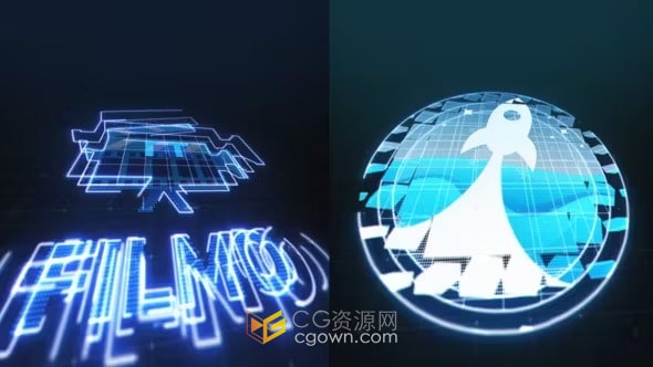 立方体发光线条LOGO特效视频片头-AE模板