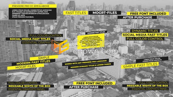 AE模板简单快速框标题社交媒体vlog演示字体文本标题动画