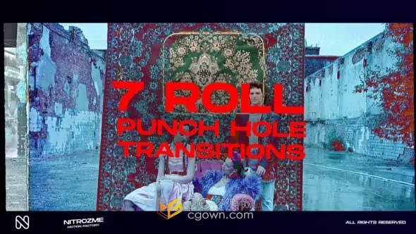 Punch Hole Roll Transitions V01 AE模板冲孔紊乱视频转场