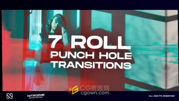 Punch Hole Roll Transitions V02 AE模板冲孔紊乱视频转场