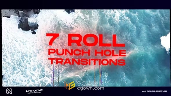 Punch Hole Roll Transitions V04 AE模板冲孔紊乱视频转场