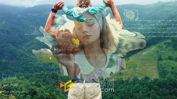 优雅美丽充满艺术氛围墨水照片幻灯片-AE水墨相册模板