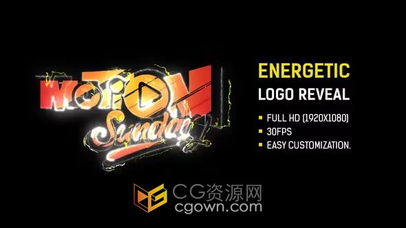 活力闪电能量抖动效果标志动画-AE模板