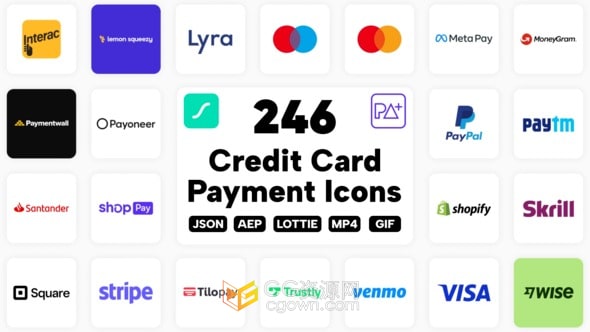 AE模板-246个信用卡和支付Lottie图标