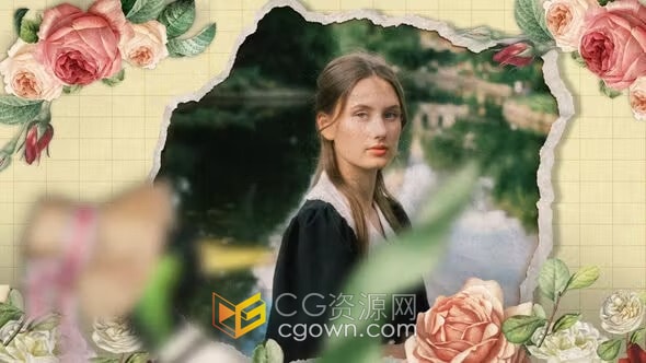 自然光线过渡优雅镜头运动复古浪漫照片相册-AE模板