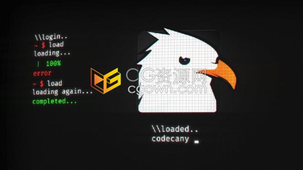 AE模板仿真电视旧屏幕故障失真代码动画效果LOGO标志视频片头