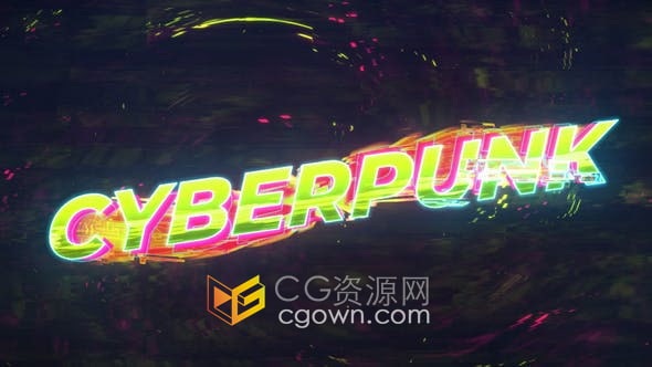 AE模板-赛博朋克风格动画介绍视频片头故障LOGO开场