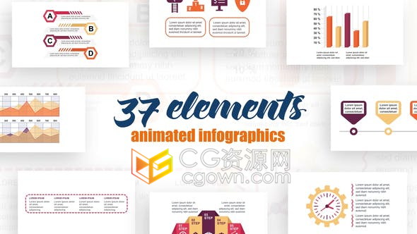 AE模板科技工程技术信息图形37种图表动画时间线列表介绍视频