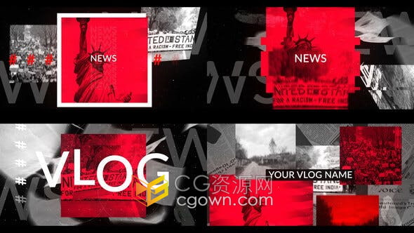 AE模板-News Vlog Intro新闻视频介绍社交媒体短片视频