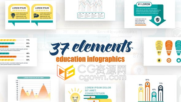 AE模板工业公司信息图表分析企业作流列表图形动画37种效果设计