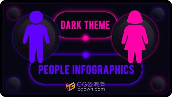 AE模板-人口增长数据分析男女比例出生率统计信息图动画