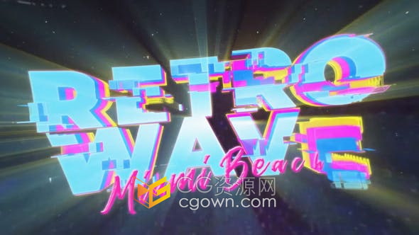 AE模板-80年代复古霓虹灯故障3D标志动画游戏视频片头