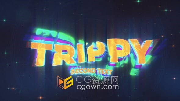 AE模板-抽象回声发光旋转扭曲波浪线框复古视频片头动画