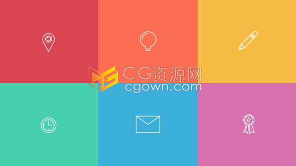 AE模板简单线条矢量轮廓大纲图标动画包技术公司网站页面设计图形演示