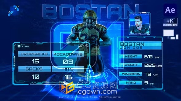AE模板-运动员选手球员介绍在线体育游戏包装宣传