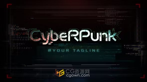 AE模板-赛博朋克片头空间感故障技术开场白