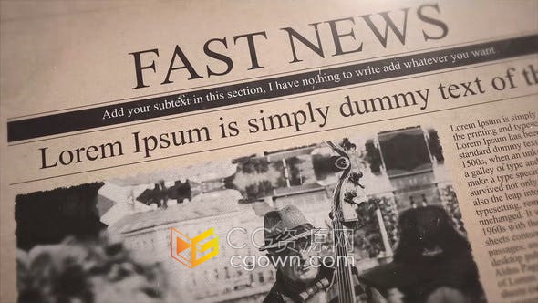 AE模板-史诗复古墨水新闻报纸展示图文动画宣传片视频