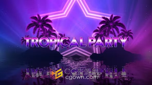 热带岛屿派对活动宣传开场视频片头-AE模板