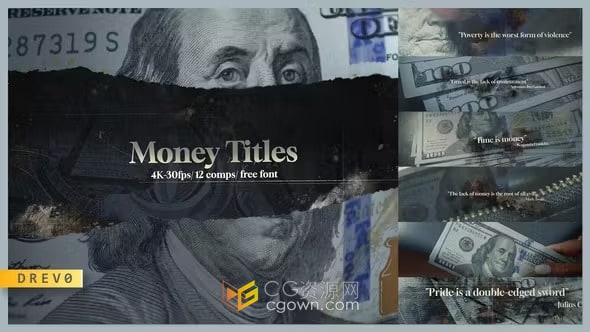 银行业务金融货币经济投资纸币背景标题动画-AE模板
