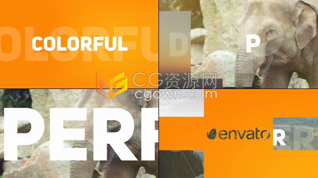 AE模板时尚多彩大字标题快速遮罩图形动画展示冒险旅行产品介绍片头