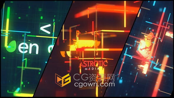 AE模板-复古故障动画介绍科技公司LOGO片头视频制作