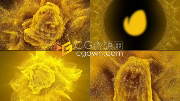 AE模板金色沙子生动演绎咆哮狮子动画电影特效制作公司粒子标志片头