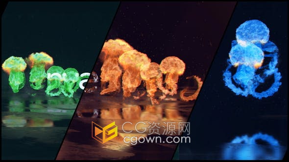 AE模板-爆炸火焰烟雾特效LOGO标志视频片头制作