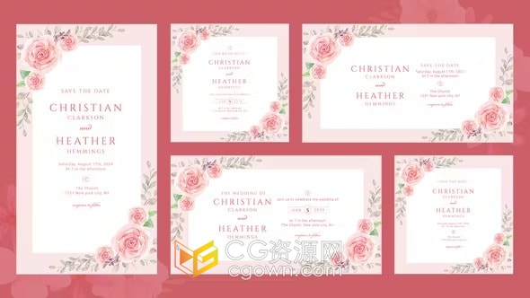 AE模板-简洁大方优雅花卉绽放动画婚礼请柬邀请函公告