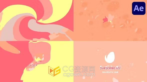 2D卡通风格水流油漆飞溅和彩色波浪等液体元素LOGO动画-AE模板