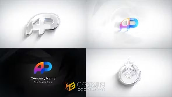 AE模板-清晰明亮发光线标志带阴影LOGO动画