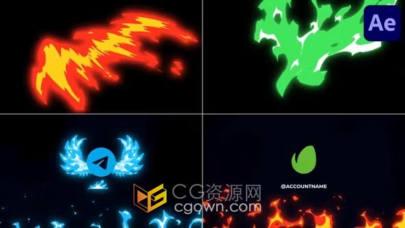 手绘火焰和凤凰翅膀火鸟飞近屏幕史诗LOGO动画展示-AE模板