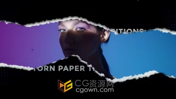 撕纸过渡Torn Paper Transitions纸张撕裂转场-AE模板