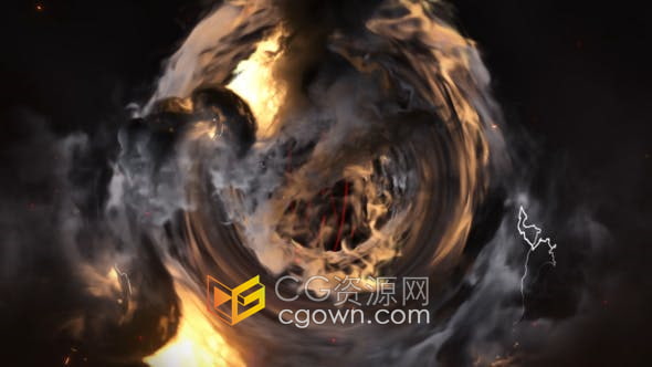 AE模板-黑暗魔术燃烧烟雾闪电LOGO视频片头4K分辨率