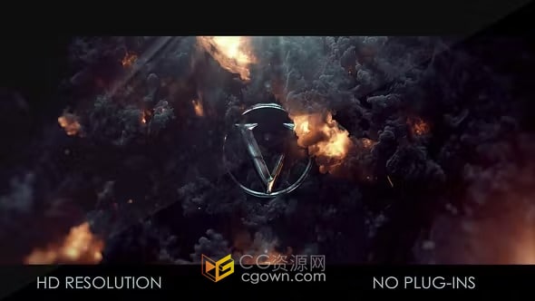 AE模板-火焰烟雾粒子光线金属标志文本大气开场