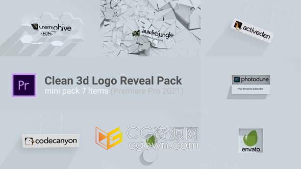 AE与PR模板-时尚干净明亮场景破碎动画LOGO视频片头7种效果