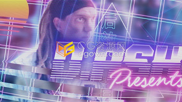 AE模板-VHS机电复古电影游戏人物场景定格录像画面效果预告片