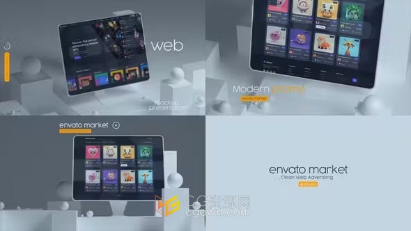 AE模板-网站页面展示Web平板模型演示