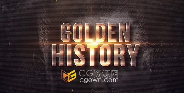 AE模板-历史纪录片金色文字复古老照片战争宣传片标题预告片