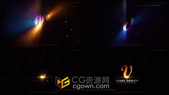 AE模板-空间感彩色光束扫光LOGO闪耀标志动画
