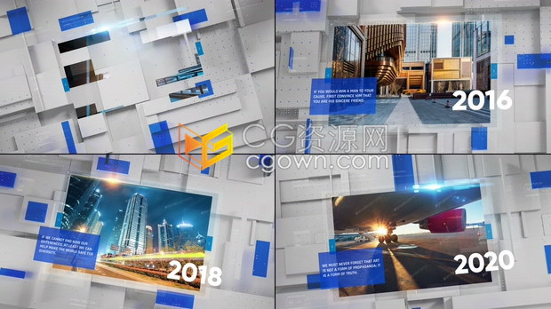 AE模板企业宣传片立方体场景时间表介绍企业历史商业合作视频幻灯片